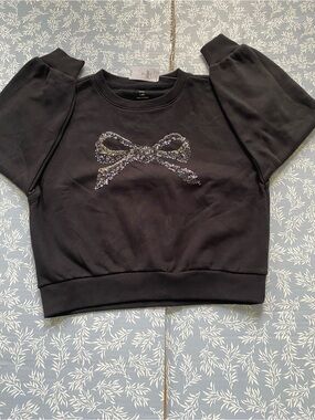 GAP Black Girls' Sequin Bow Sweatshirt